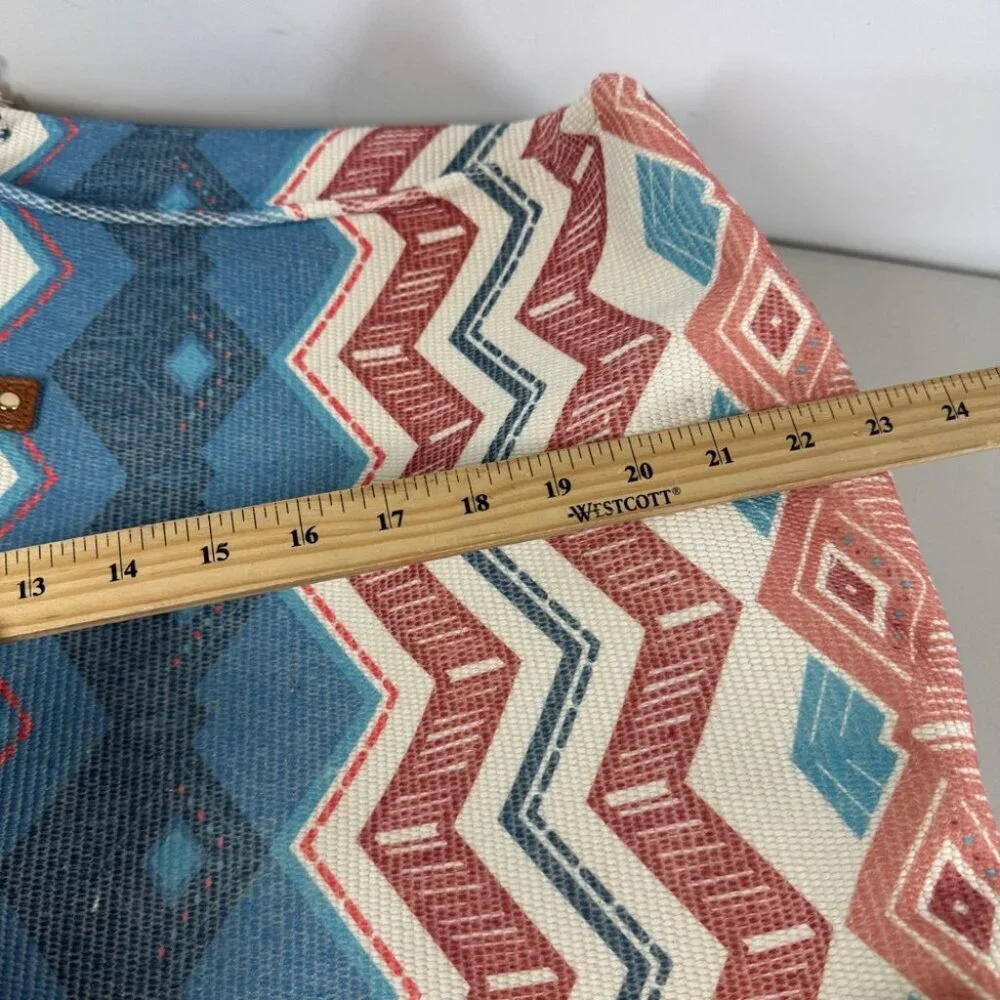 Boho Aztec Fringe Tote Bag Tribal Canvas Beach Shopper Southwest Style Summer - Picture 8 of 14